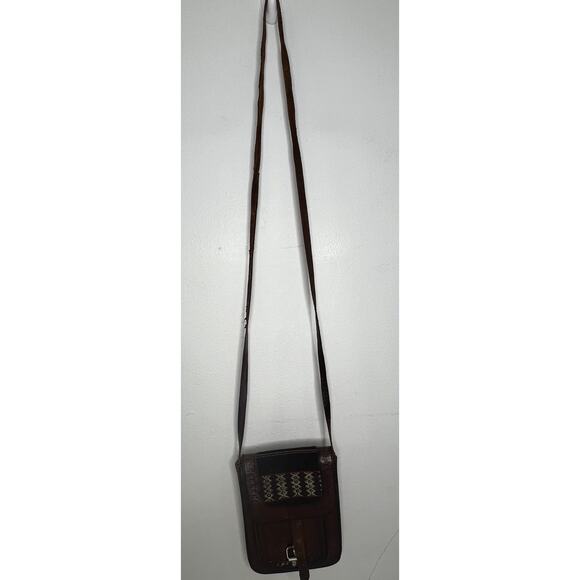 Vintage Leather Aliento Design Crossbody Bag Purse - Picture 6 of 13